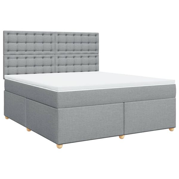 vidaXL Boxspringbett mit Matratze Hellgrau 180x200 cm Stoff