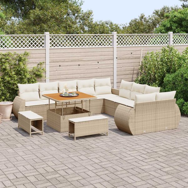 vidaXL Gartensofa-set 13 pcs Beige Poly-Rattan