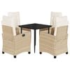 vidaXL 5-tlg. Garten-Essgruppe mit Kissen Beige Poly Rattan