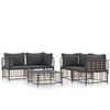 vidaXL 5-tlg. Garten-Lounge-Set mit Kissen Anthrazit Poly Rattan
