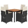 vidaXL 5-tlg. Garten-Essgruppe mit Kissen Schwarz Poly Rattan