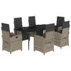 vidaXL 7-tlg. Garten-Essgruppe mit Kissen Grau Poly Rattan