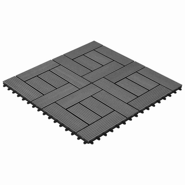 vidaXL Terrassenfliese 11 pcs Grau 30 x 30 cm WPC