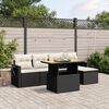 vidaXL 6-tlg. Garten-Sofagarnitur mit Kissen Schwarz Poly Rattan