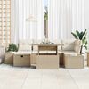 vidaXL Garten-Sofa-Set mit Kissen mit Speicher 7 pcs Beige Poly Rattan