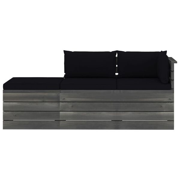 vidaXL 3-tlg. Garten-Sofagarnitur aus Paletten mit Kissen Kiefernholz