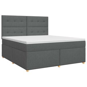 vidaXL Boxspringbett mit Matratze Dunkelgrau 160 x 200 cm Stoff