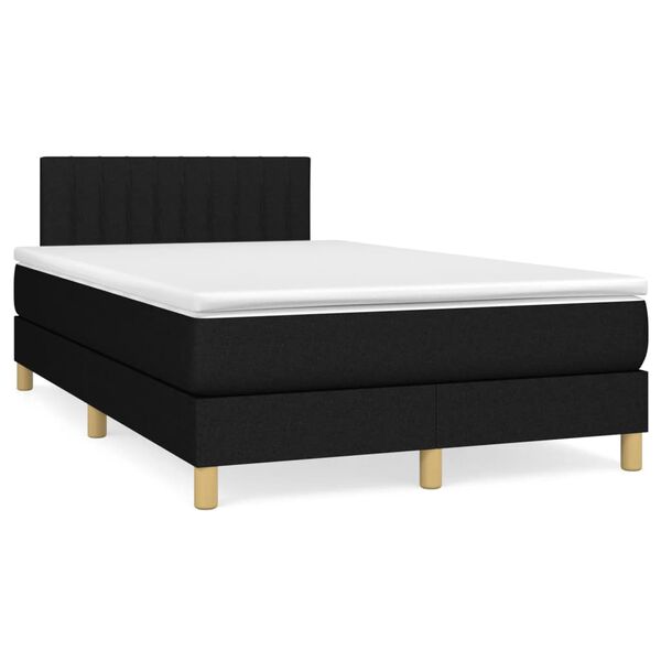 vidaXL Boxspringbett mit Matratze & LED Schwarz 120x190 cm Stoff