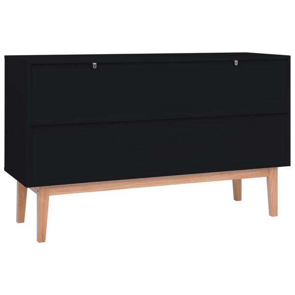 vidaXL Sideboard Schwarz 130x40x80 cm MDF und Rattan