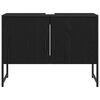 vidaXL Badezimmerm&ouml;bel-Set Wandmontiert 2 pcs Schwarz Holzwerkstoff