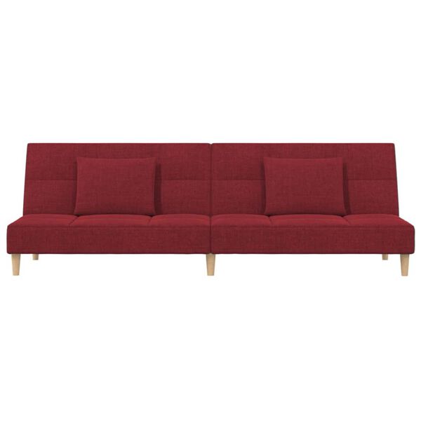 vidaXL Schlafsofa 2-Sitzer mit 2 Kissen Weinrot Stoff