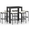 vidaXL 7-tlg. Gartenbar-Set mit Kissen Poly Rattan Schwarz