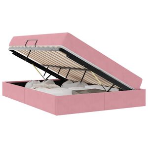vidaXL Aufbewahrungsbett mit Matratze Rosa 140 x 200 cm Samt
