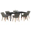 vidaXL Garten Essgruppe mit Kissen 7 pcs Grau Poly-Rattan