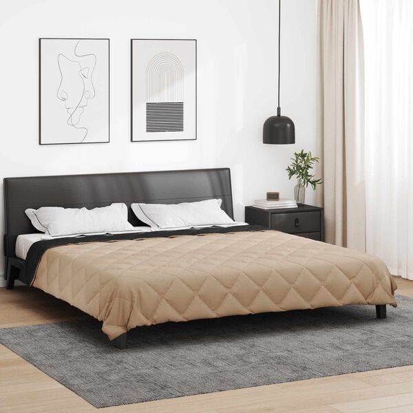 vidaXL Sommerdecke Schwarz und Taupe 220 x 260 cm Mikrofaser