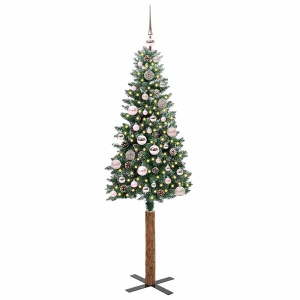 vidaXL Schlanker Weihnachtsbaum mit 150 LEDs mit Ständer Grün 150 cm
