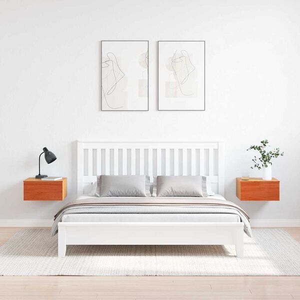 vidaXL Nachttisch 2 pcs Wachsbraun 37 x 35 x 18,5 cm Massivholz Kiefer