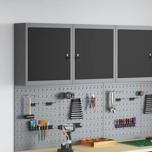 vidaXL Werkzeugschrank mit Regal Schwarz und Grau 50 x 20 x 55 cm