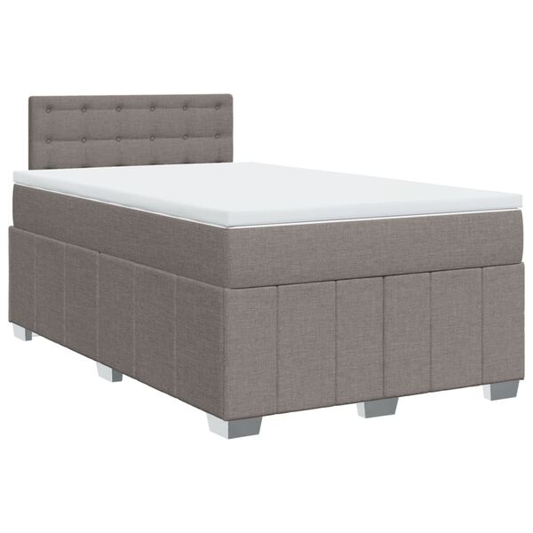 vidaXL Boxspringbett mit Matratze Taupe 120x190 cm Stoff