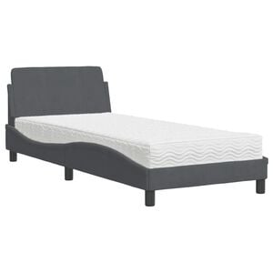vidaXL Bett mit Matratze "Dover" Dunkelgrau 90x200 cm Samt