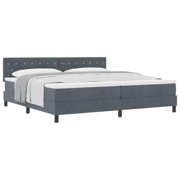 vidaXL Boxspringbett mit Matratze Dunkelgrau 200 x 200 cm Samt