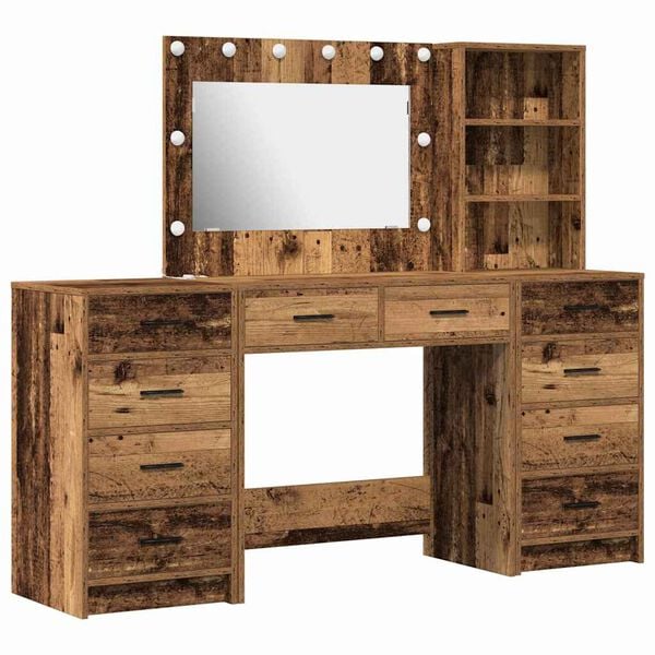 vidaXL Schminktisch 3 pcs Braun 40 x 41 x 135 cm Holzwerkstoff