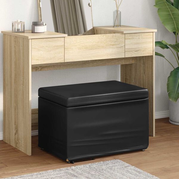 vidaXL Hocker Schwarz 61 x 41 x 40 cm Kunstleder und Engineering Holz