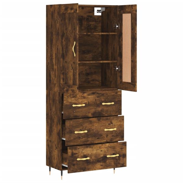 vidaXL Highboard Räuchereiche 69,5x34x180 cm Holzwerkstoff