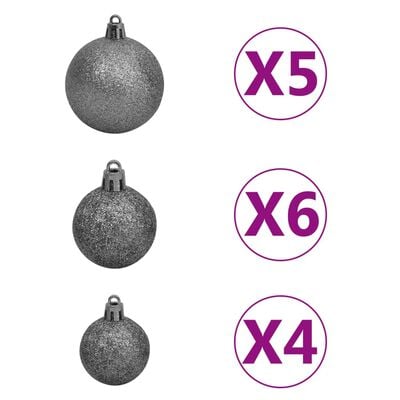 vidaXL Künstlicher Weihnachtsbaum Kopfüber Beleuchtung & Kugeln 150 cm