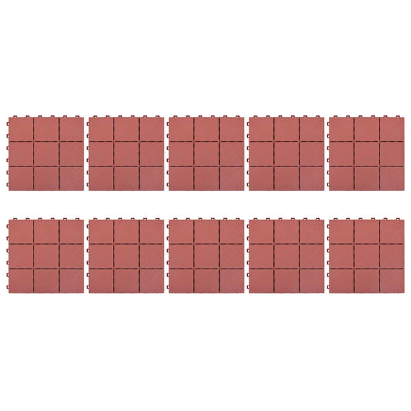 vidaXL Terrassenfliesen 10 Stk. Rot 30 x 30 cm Kunststoff