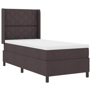 vidaXL LED Boxspringbett mit Kopfteil Dunkelbraun 100 x 200 cm Stoff