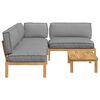 vidaXL Sofa Set mit Kissen Uni 4 pcs Grau Massivholz Akazie