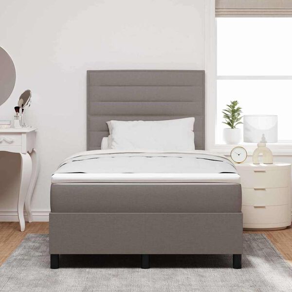 vidaXL Boxspringbett mit Matratze mit LED Taupe 120 x 200 cm Stoff