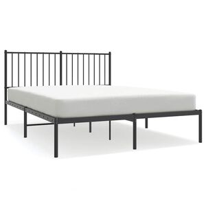 vidaXL Bettgestell mit Kopfteil Metall Schwarz 135x190 cm
