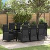 vidaXL Garten Essgruppe mit Kissen 9 pcs Schwarz Poly-Rattan