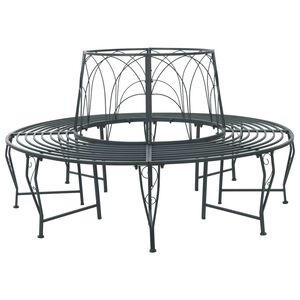 vidaXL Baumbank 8 -Sitzer &Oslash; 160 x 89 cm steel Silber Grau Rund