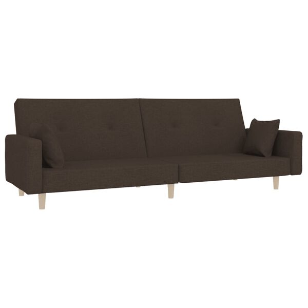 vidaXL Schlafsofa 2-Sitzer mit 2 Kissen Dunkelbraun Stoff