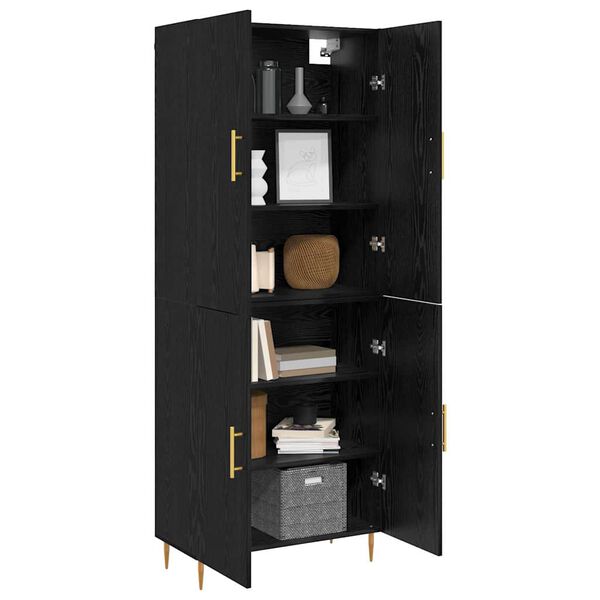 vidaXL Highboard Schwarz Eichen-Optik 69,5 x 34 x 180 cm Holzwerkstoff