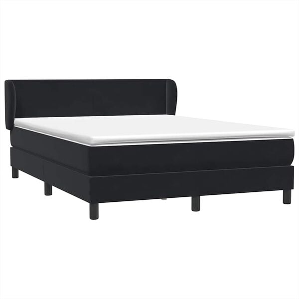 vidaXL Boxspringbett mit Matratze Schwarz 140x210 cm Samt