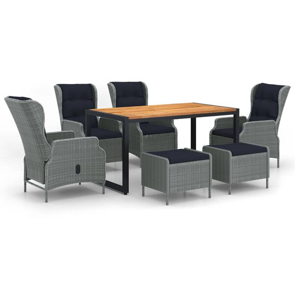 vidaXL 7-tlg. Garten-Essgruppe Hellgrau