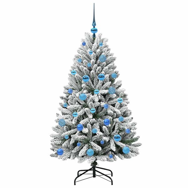 vidaXL K&uuml;nstlicher Weihnachtsbaum Gr&uuml;n und Wei&szlig; 150 cm PVC und Metall