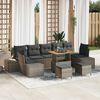 vidaXL Gartensofa-set mit Kissen 10 pcs Grau Poly-Rattan