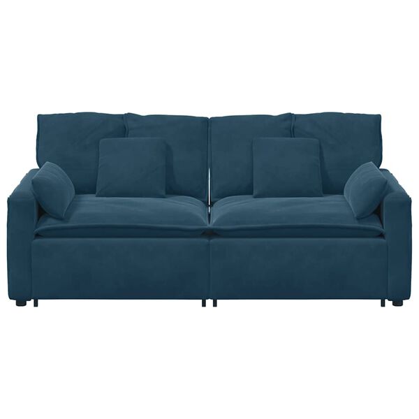 vidaXL Modulares Sofa mit Kissen Blau