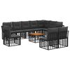 vidaXL Outdoor-Sofagarnitur 11 pcs Schwarz und Dunkelgrau Polyester