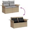 vidaXL Garten-Sofa-Set mit Kissen mit Speicher 4 pcs Beige Poly Rattan