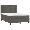 vidaXL Boxspringbett mit Matratze & LED Dunkelgrau 140x200 cm Samt
