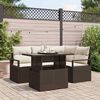 vidaXL Garten-Sofa-Set mit Kissen 5 pcs Braun und Creme Poly-Rattan