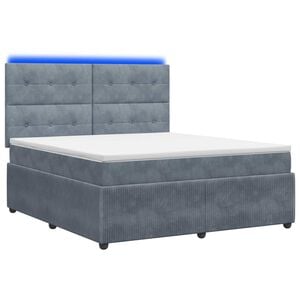 vidaXL LED Boxspringbett mit Matratze Dunkelgrau 180 x 200 cm Samt