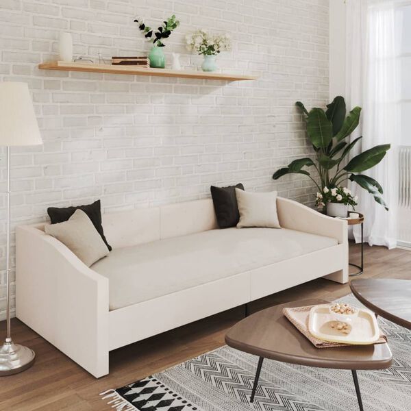 vidaXL Tagesbett USB Creme Stoff 90x200 cm