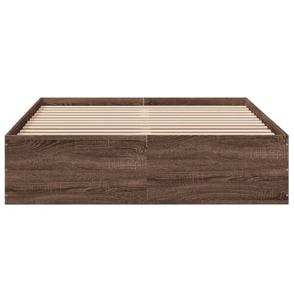 vidaXL Bettgestell Braun Eichen-Optik 135x190 cm Holzwerkstoff